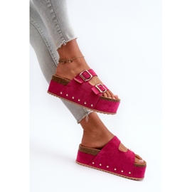 Chanclas De Mujer Con Plataforma Enorme Y Hebillas Fucsia Cremila rosado 6