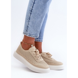 Deportivas Tanvi Caladas Beige con Plataforma 1