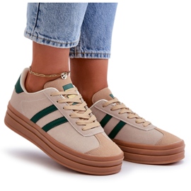 Zapatillas Mujer Plataforma Beige y Verde Egelia 8