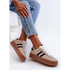 Zapatillas Mujer Plataforma Beige y Negro Egelia 1
