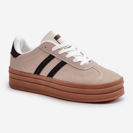 Zapatillas Mujer Plataforma Beige y Negro Egelia 5