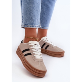 Zapatillas Mujer Plataforma Beige y Negro Egelia 4