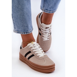 Zapatillas Mujer Plataforma Beige y Negro Egelia 6