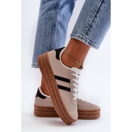 Zapatillas Mujer Plataforma Beige y Negro Egelia 8