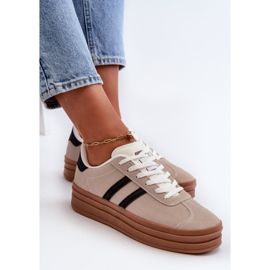 Zapatillas Mujer Plataforma Beige y Negro Egelia 10