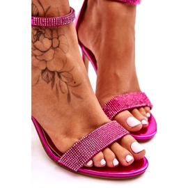 Sandalias Mujer Tacón Alto Con Pedrería, Fucsia rosado 1 Sandalias Mujer Tacón Alto Con Pedrería, Fucsia rosado 1