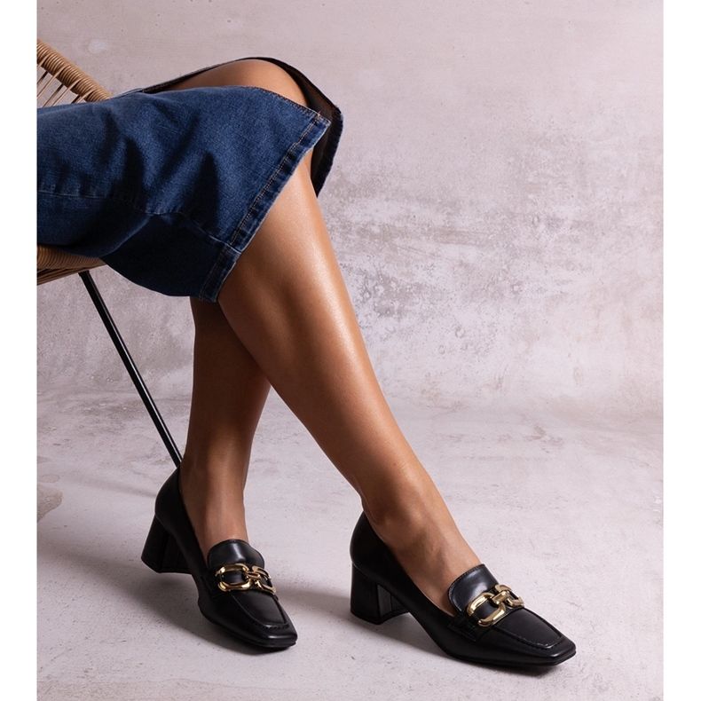 Zapatos de tacón con punta cuadrada negros de Alhena 1 Zapatos de tacón con punta cuadrada negros de Alhena 1