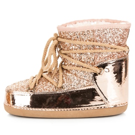 Ideal Shoes Botas De Nieve Atadas Con Purpurina rosado 3