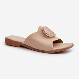 De mujer tacón plano chanclas con decoración Beige Rivashea 3