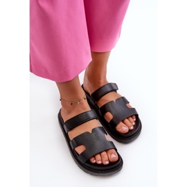 Chanclas Mujer Piel Ecológica con Velcro, Negro Silaka 5