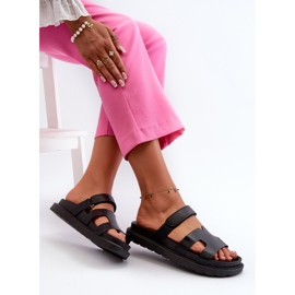 Chanclas Mujer Piel Ecológica con Velcro, Negro Silaka 6