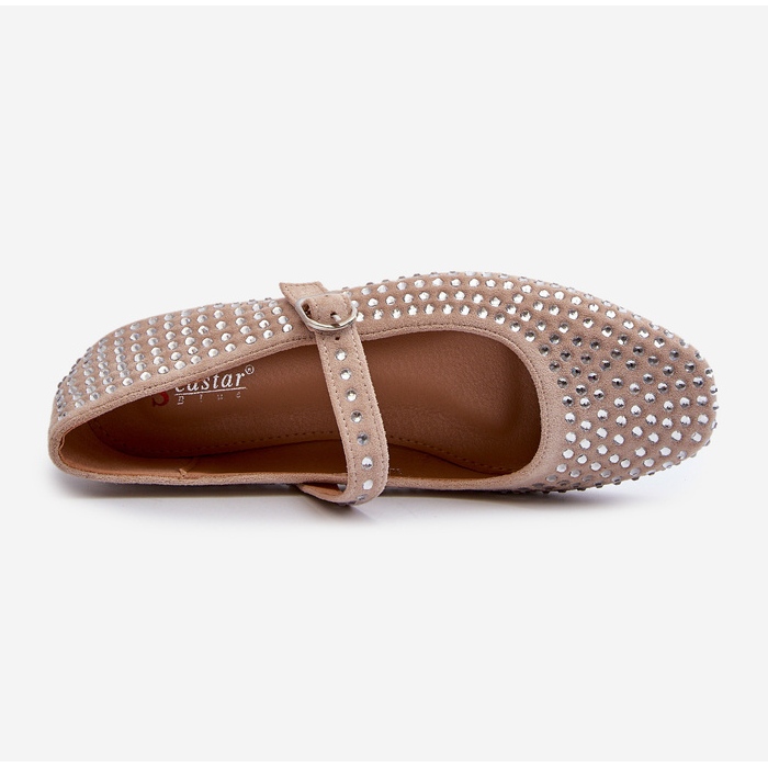 Bailarinas Ante Eco Decoradas con Pedrería Beige Tinara 1 Bailarinas Ante Eco Decoradas con Pedrería Beige Tinara 1
