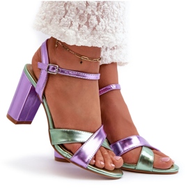 Sandalias Tacón Piel Ecológica, Abilica Morada violeta 8