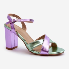 Sandalias Tacón Piel Ecológica, Abilica Morada violeta 3