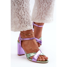 Sandalias Tacón Piel Ecológica, Abilica Morada violeta 4