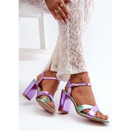 Sandalias Tacón Piel Ecológica, Abilica Morada violeta 5