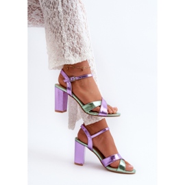 Sandalias Tacón Piel Ecológica, Abilica Morada violeta 6