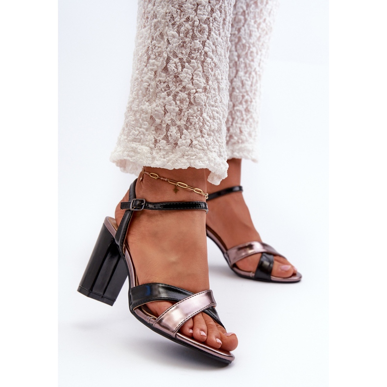 Sandalias Tacón Piel Ecológica Negro Abilica 2