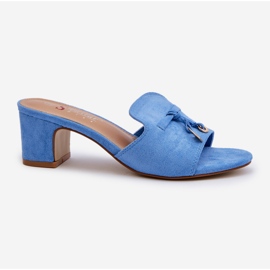 Chanclas de Mujer de Ante Ecológico con Tacón Alto, Yemenna Azul 3