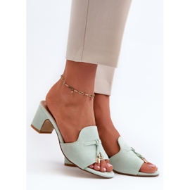 Chanclas De Mujer Con Tacón Alto De Ante Ecológico, Mint Jemenna verde 1