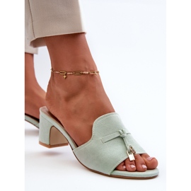 Chanclas De Mujer Con Tacón Alto De Ante Ecológico, Mint Jemenna verde 5