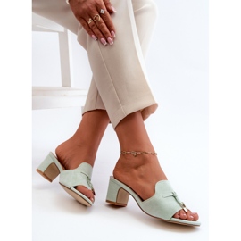 Chanclas De Mujer Con Tacón Alto De Ante Ecológico, Mint Jemenna verde 6