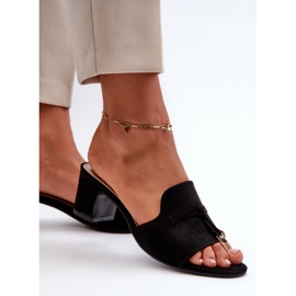 Chanclas De Mujer Con Tacón Alto De Ante Ecológico, Negro Jemenna 5
