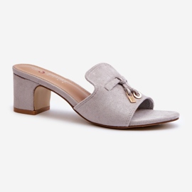 Chanclas Mujer Tacón Alto Ante Ecológico Gris Jemenna 3