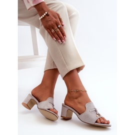 Chanclas Mujer Tacón Alto Ante Ecológico Gris Jemenna 4