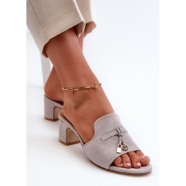Chanclas Mujer Tacón Alto Ante Ecológico Gris Jemenna 5