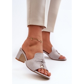 Chanclas Mujer Tacón Alto Ante Ecológico Gris Jemenna 7