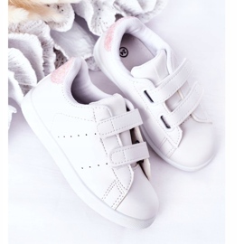Zapatillas para niños con velcro blanco y rosa 4