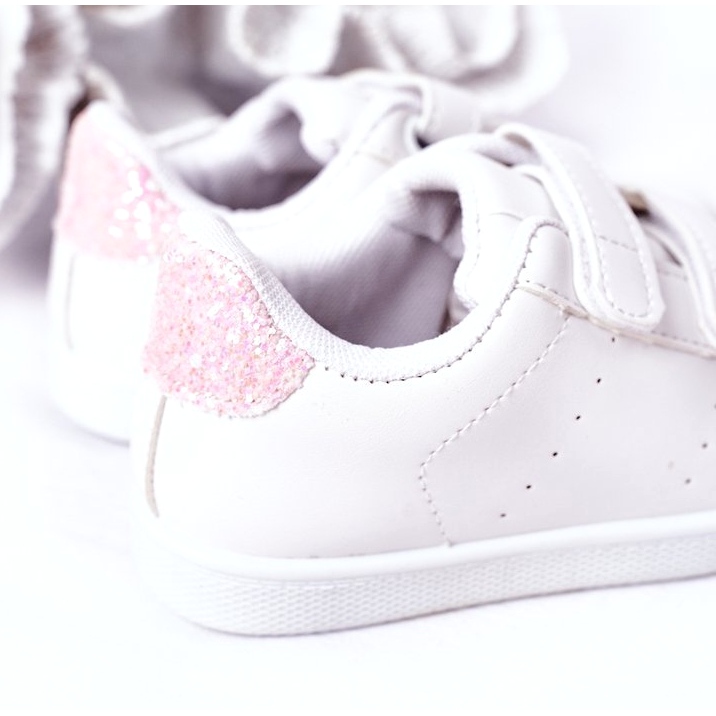 Zapatillas para niños con velcro blanco y rosa 3