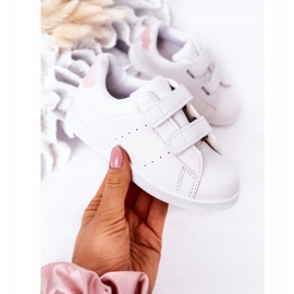 Zapatillas para niños con velcro blanco y rosa 1