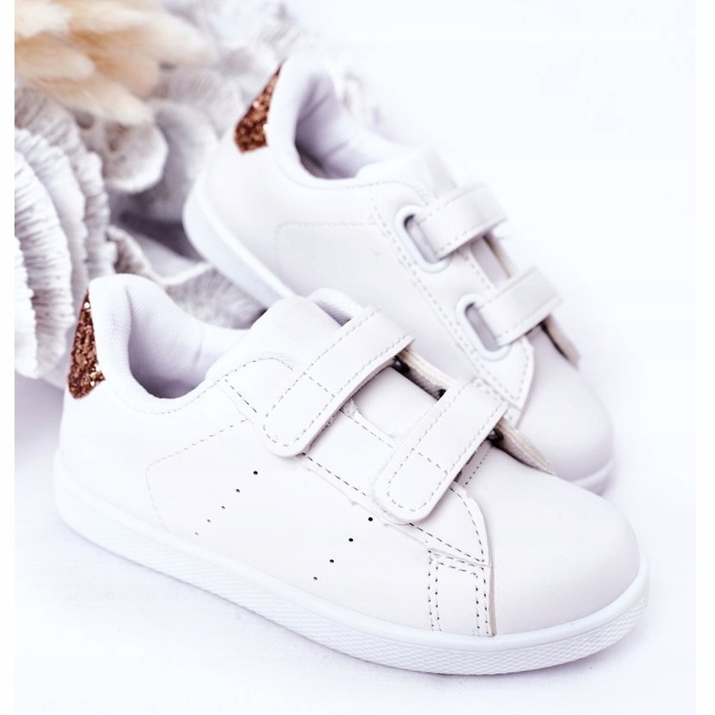 Zapatillas blancas y doradas para niños blanco 3