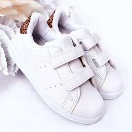 Zapatillas blancas y doradas para niños blanco 1