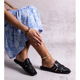 Pantuflas negras con parte superior trenzada de Lelio negro 2