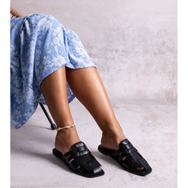 Pantuflas negras con parte superior trenzada de Lelio negro 3