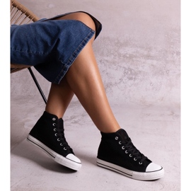 Bez marki Zapatillas altas negras caladas de Shima negro 2