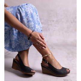 Sandalias cuña Sakna negras negro 1 Sandalias cuña Sakna negras negro 1