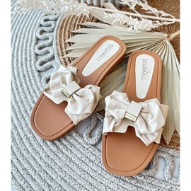Chanclas de mujer beige con lazo Rivarina 1