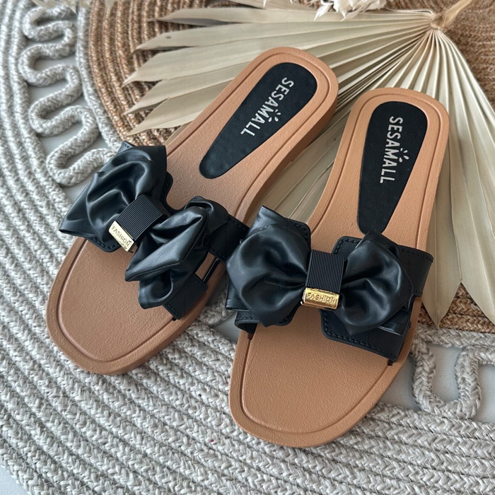 Chanclas de Mujer con Lazo Negro Rivarina 1