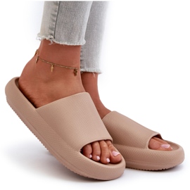 Chanclas de mujer de espuma ligera con suela gruesa beige oscuro Querceria 10