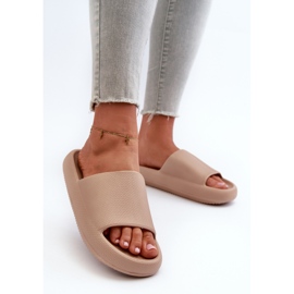 Chanclas de mujer de espuma ligera con suela gruesa beige oscuro Querceria 3