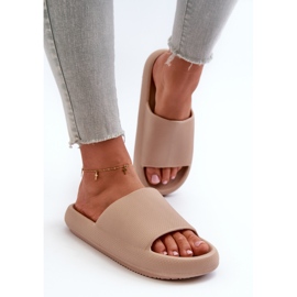 Chanclas de mujer de espuma ligera con suela gruesa beige oscuro Querceria 5