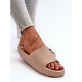 Chanclas de mujer de espuma ligera con suela gruesa beige oscuro Querceria 8