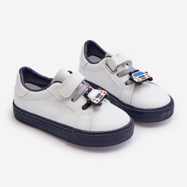 Zapatillas Deportivas Infantiles con Pin, Blancas y Azul Marino Pennyn blanco 2