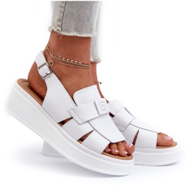 Evento Sandalias Mujer Vivitellia De Piel Blanca Con Plataforma Y Cuña blanco 4