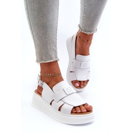 Evento Sandalias Mujer Vivitellia De Piel Blanca Con Plataforma Y Cuña blanco 2