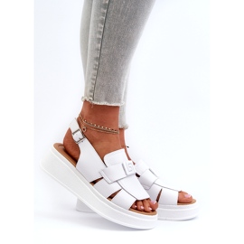 Evento Sandalias Mujer Vivitellia De Piel Blanca Con Plataforma Y Cuña blanco 1